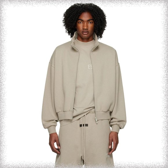 Fear Of God Other - Fear Of God Essentials Zipped Stand Collar Fleece Sweatshirt Jacket Gray